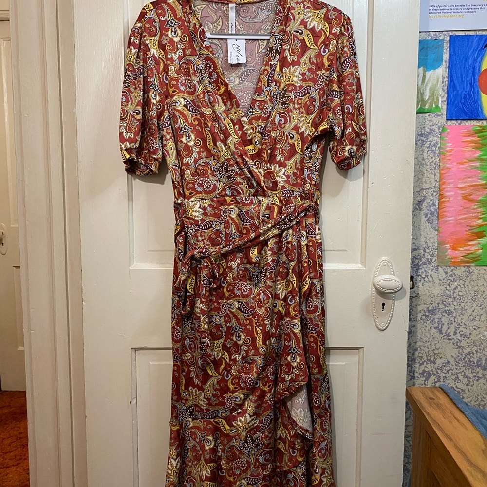 NWT | Paisley Lightweight Wrap Style Dress with Waist Belt